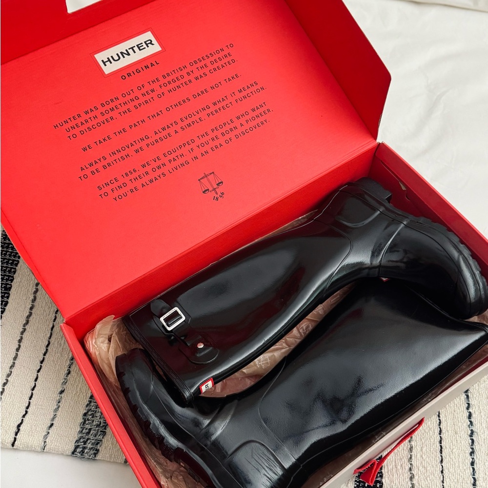 Hunter Glossy Black Rain Boots